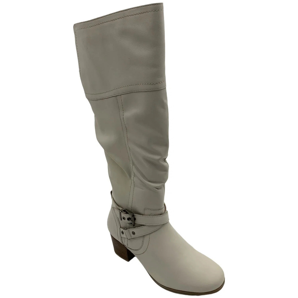 Masseys Women's Dakota Block Heeled Tall Shaft Boots Bone - Medium